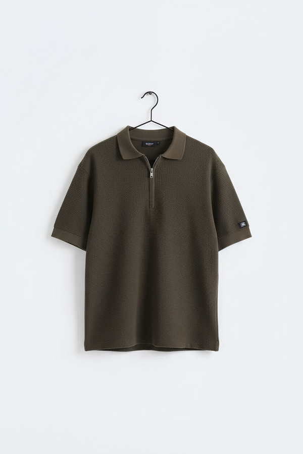 Quarter-Zip Polo Textured