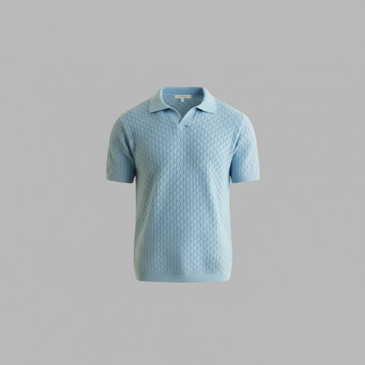 Textured Lattice-Knit Short-Sleeve Polo