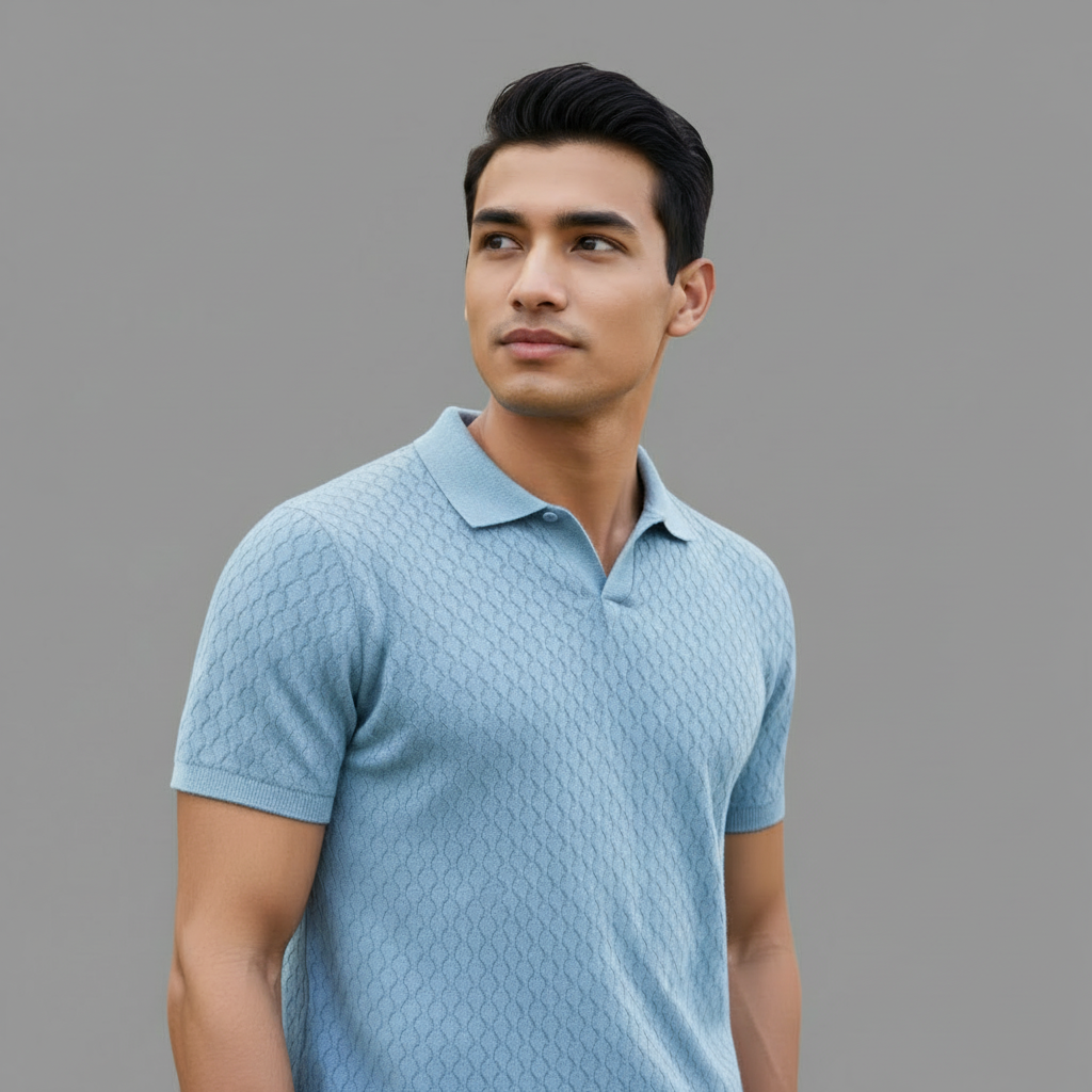 Dusty Blue  Collar Polo
