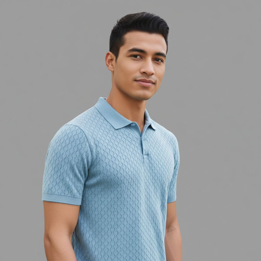 Dusty Blue  Collar Polo