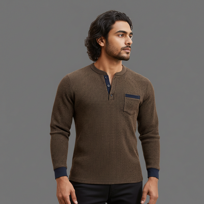 Two-Tone Tech-Knit Henley