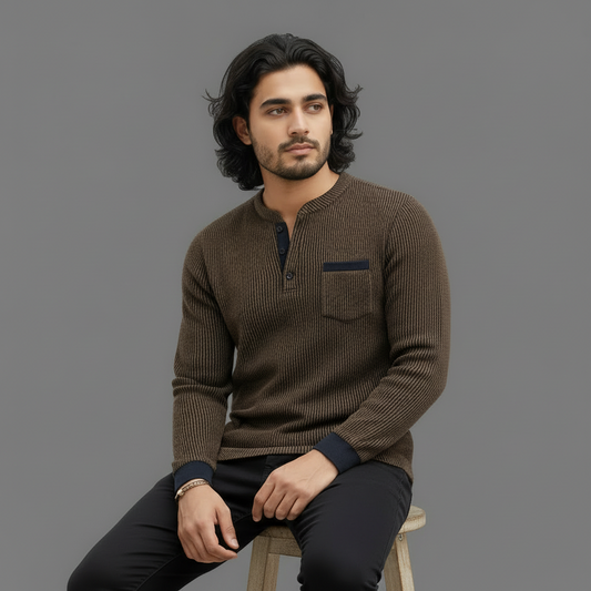 Two-Tone Tech-Knit Henley