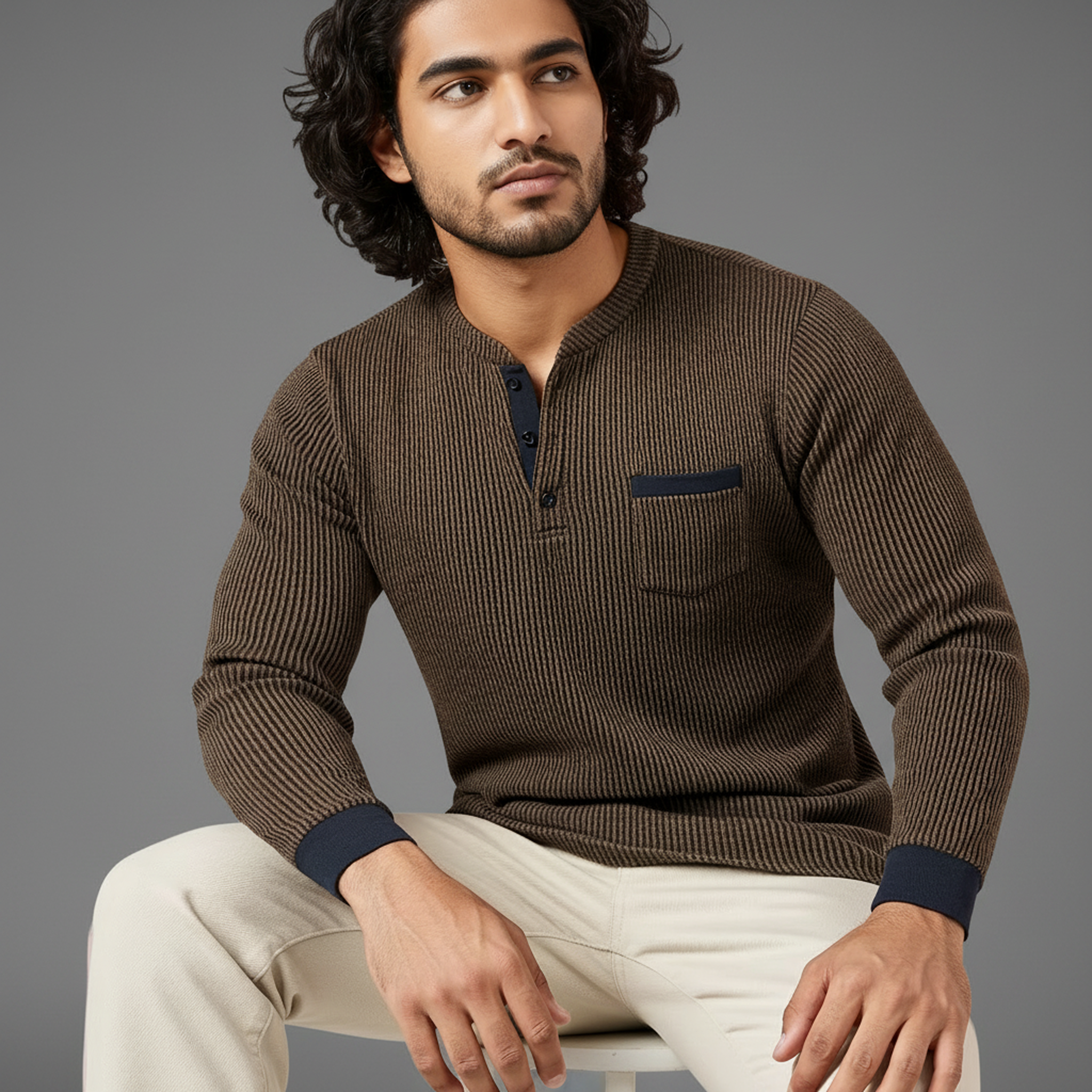 Two-Tone Tech-Knit Henley