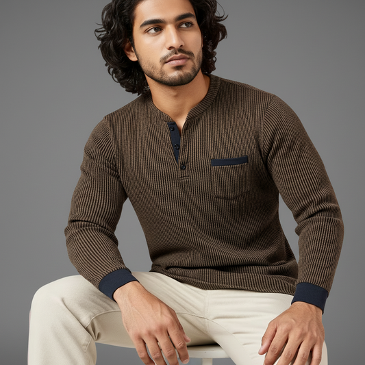 Two-Tone Tech-Knit Henley