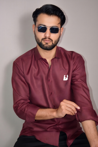 Textured Wine Red Button-Down Shirt
