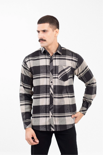 Classic Grey Flannel Button-Down