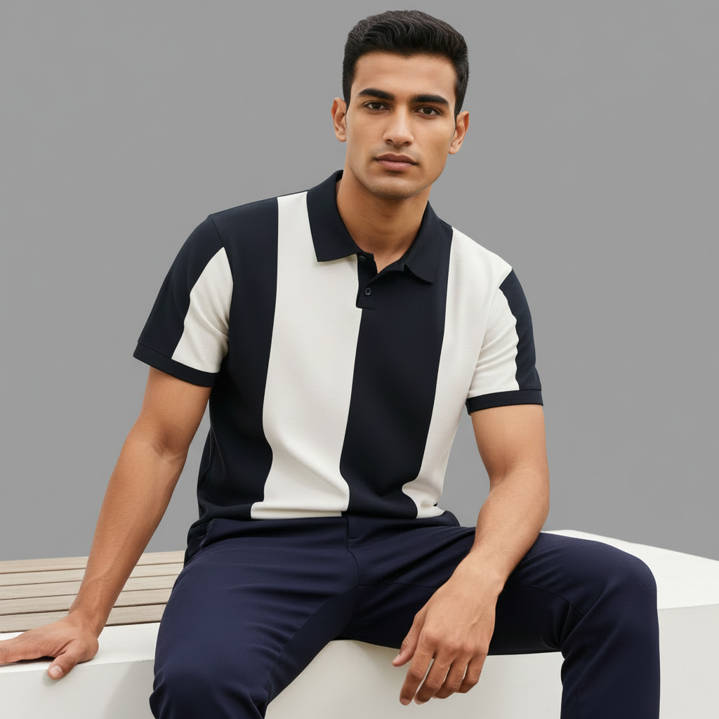 Vertical Strip textured Polo