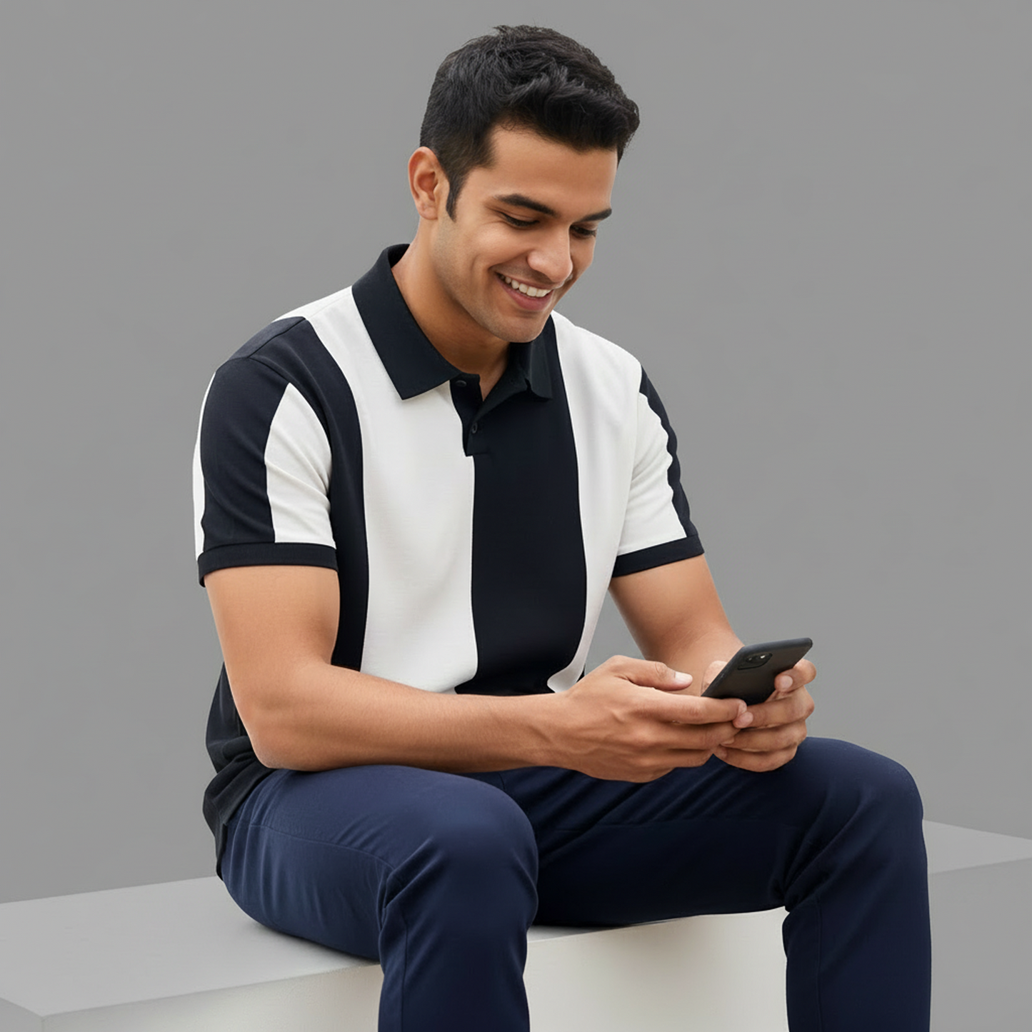 Vertical Strip textured Polo