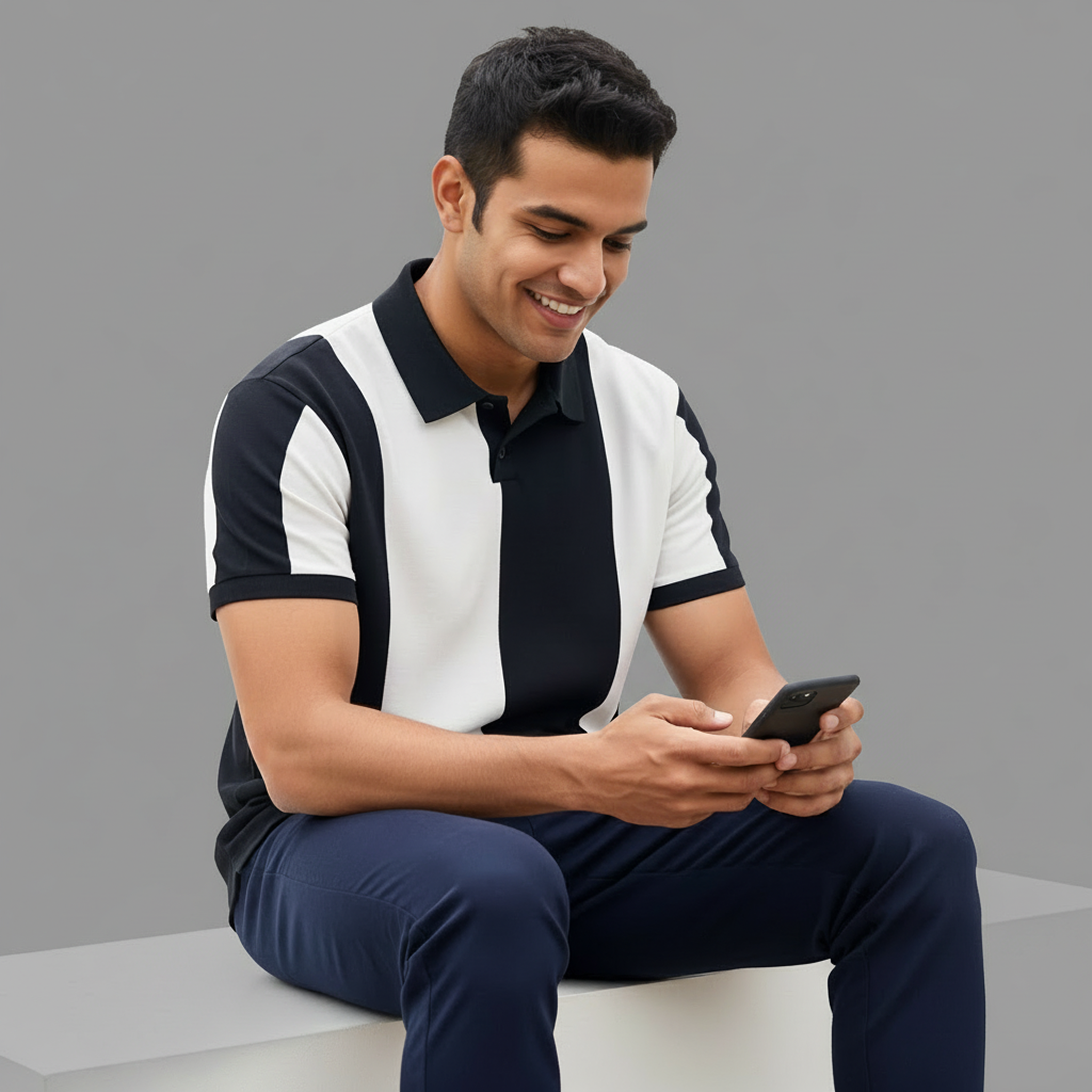 Vertical Strip textured Polo