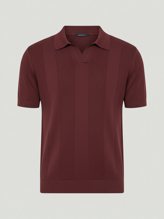 Vintage-Inspired Vertical Panel Knit Polo