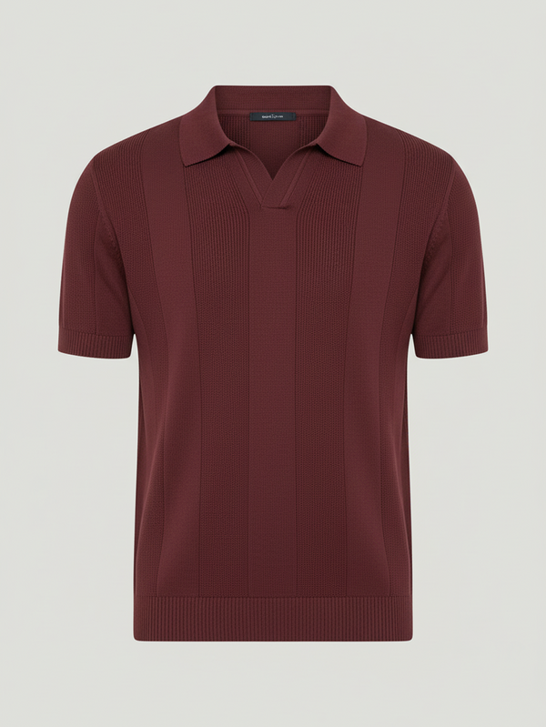Vintage-Inspired Vertical Panel Knit Polo