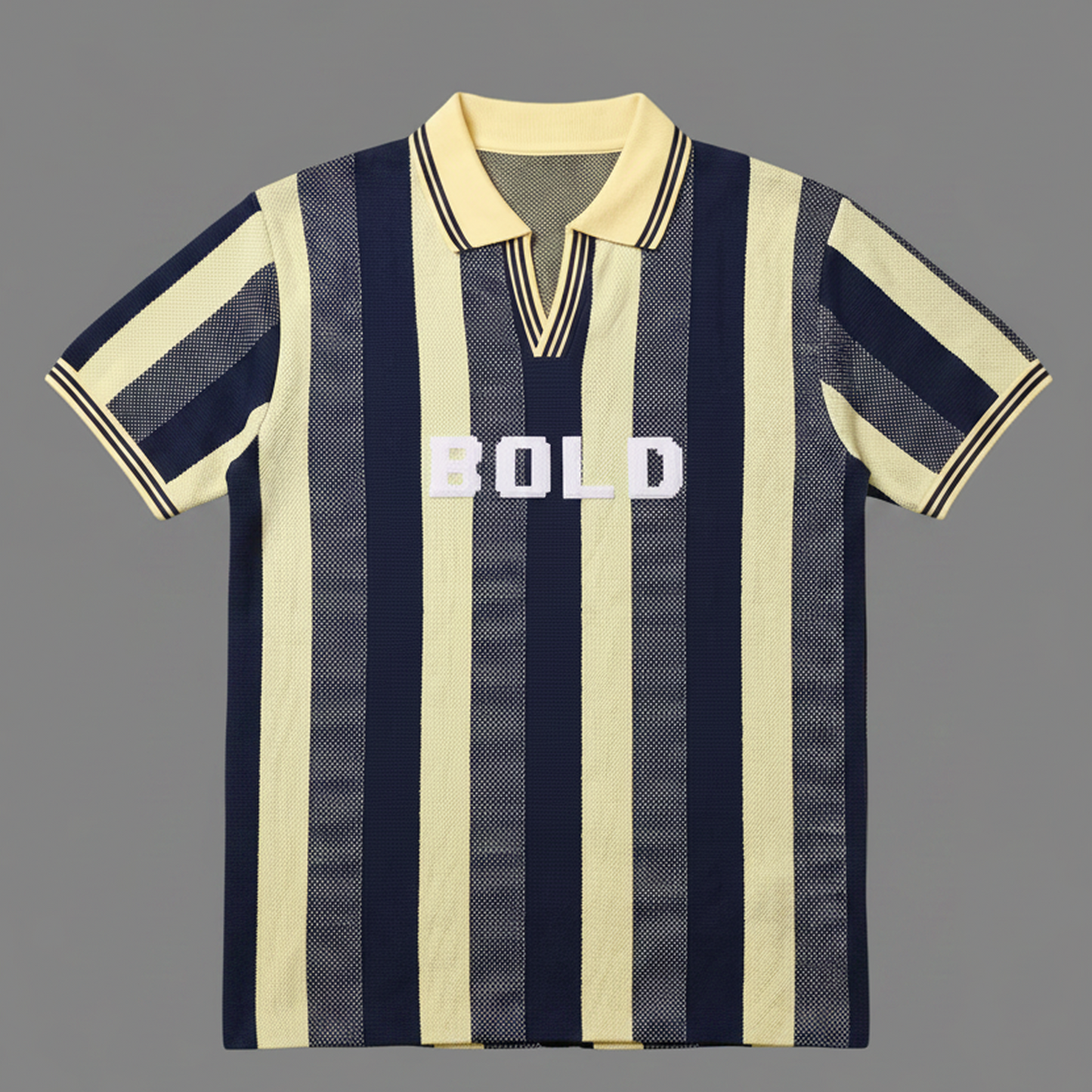 Vertical Striped Luxury Knit Polo Shirt