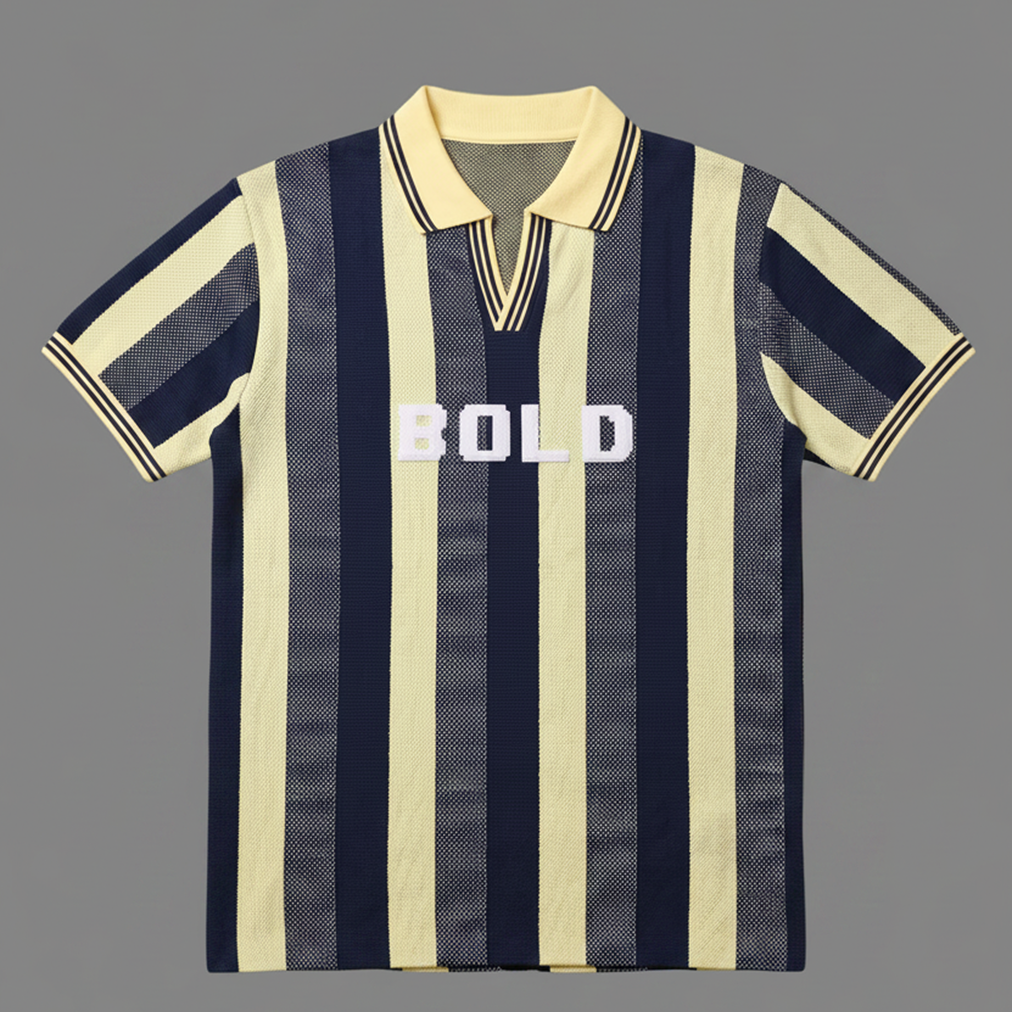 Vertical Striped Luxury Knit Polo Shirt