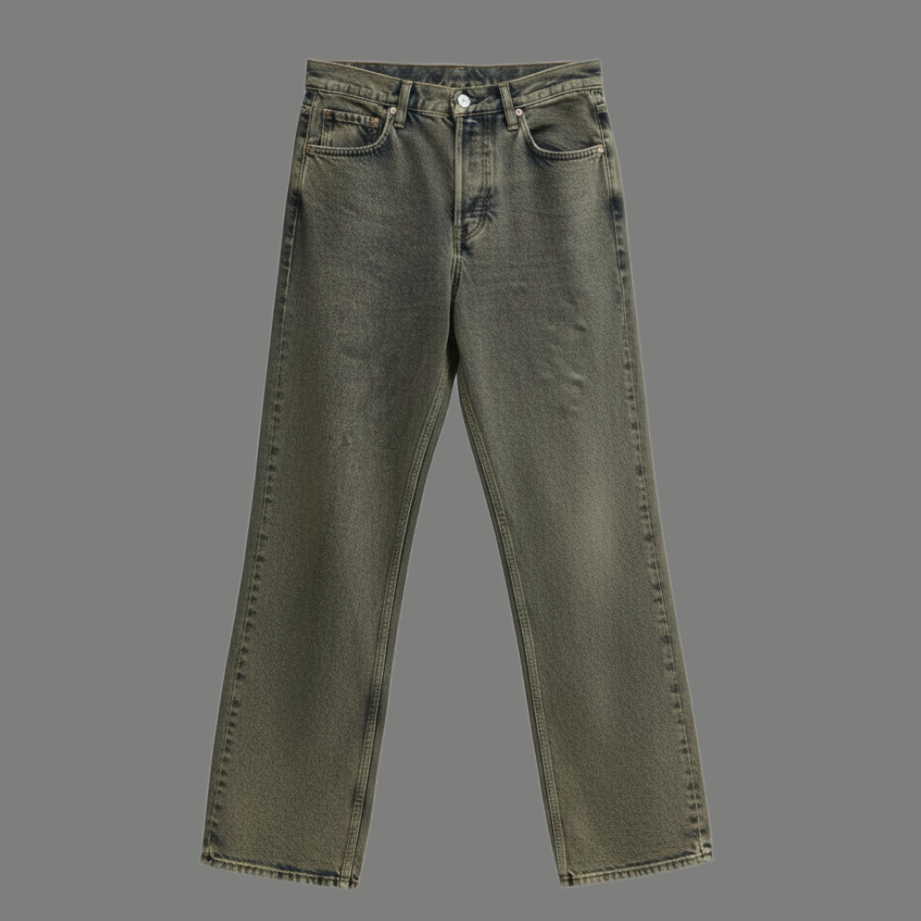 Aged Vintage Olive Wash Straight Jeans