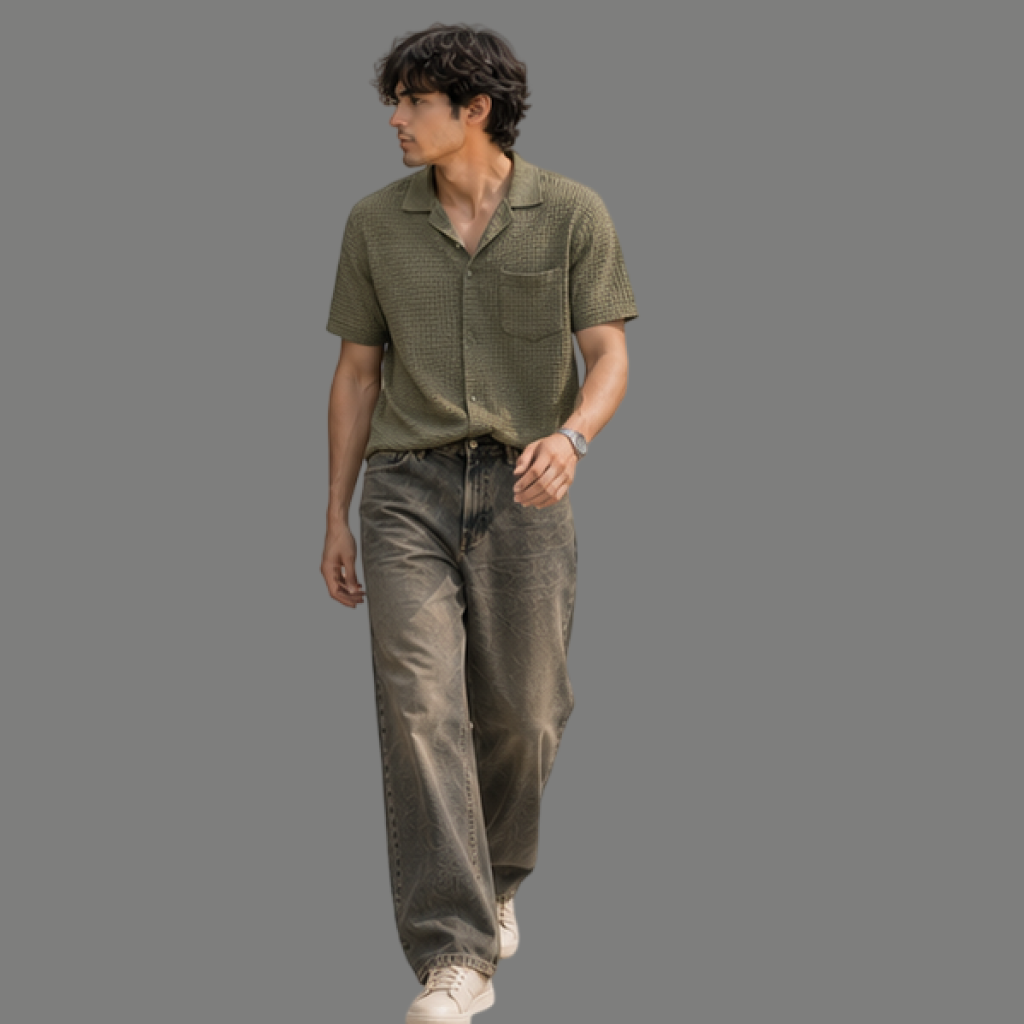 Aged Vintage Olive Wash Straight Jeans