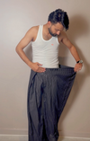 Tailored Pinstripe Double Pleated Baggy Pants